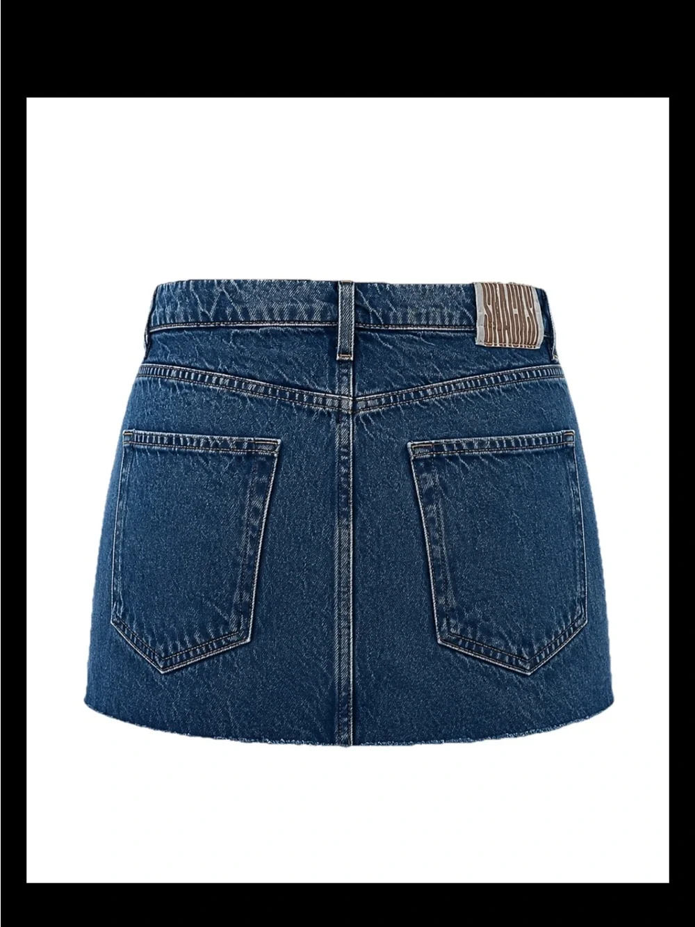 MOTHER SNACKS! The Fun Dip Micro Cut Denim Mini Skirt 31 Raw Hem Exposed Pockets